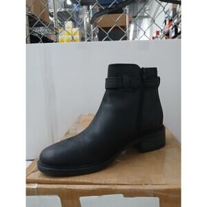 NWT Clarks Women's Maye Ease Comfort Ankle Heel Booties – Black Leather – Size 9